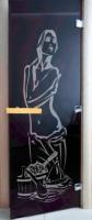 Дверь 1900х700 стекло черный жемчуг с рисунком «Искушение»