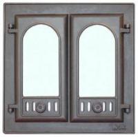 Дверца каминная двухстворчатая со стеклом LK 301