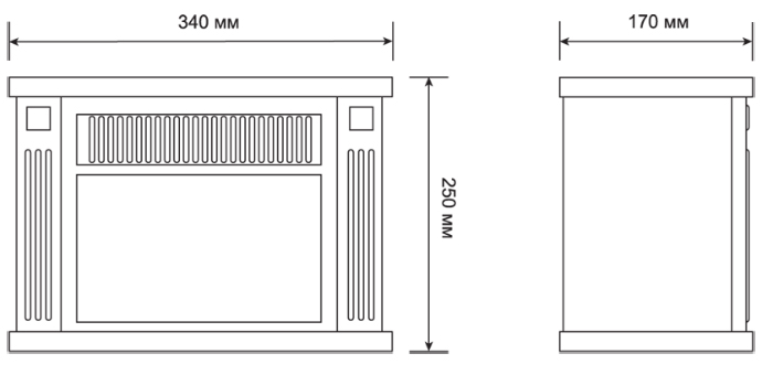 Размеры мини-камина Electrolux EFP/M-5012